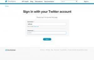 twitter api maken op dev.twitter.com